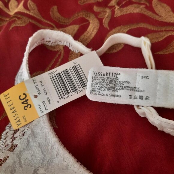 Vassarette White Lace Push Up Bra 34C NEW - Picture 5 of 7